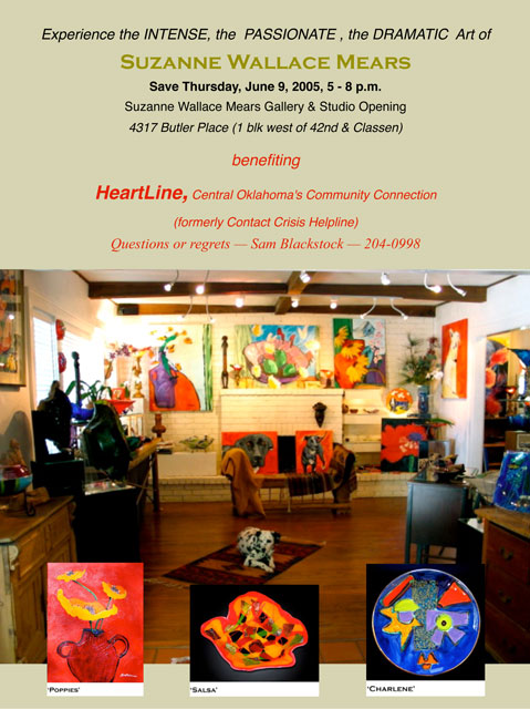 HearLine invitation for a benefit art show and sale by Suzanne Mears.