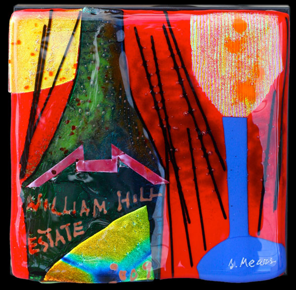 Kiln formed glass sculpture entitled "William Hill 2009 Chardonnay"