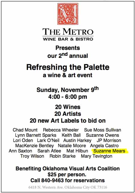 Invitation to Metro's annual "Refreshiing the Pallete" fundraising event for Oklahoma Arts Coalition