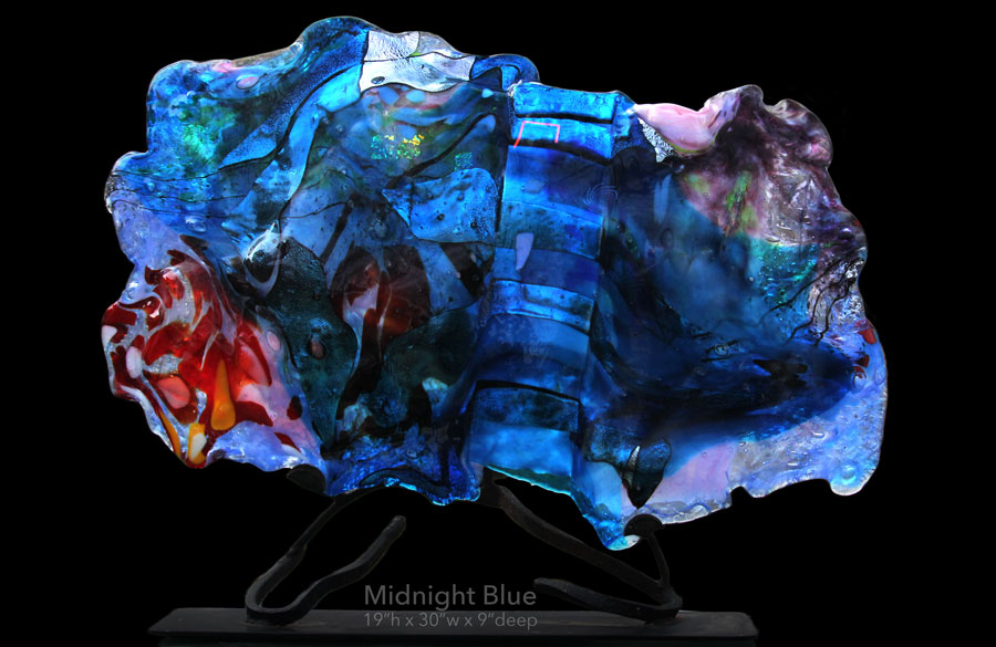 Glass sculpture, "Midnight Blue