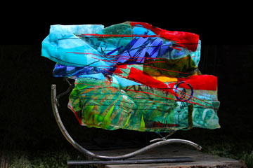 "Palm Springs Revisited" kiln formed glass sculpture.