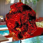 Red kiln formed glass sculpture
