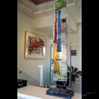 Mixed media collage and kiln formed glass sculpture