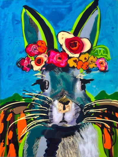 Abstract animal painting titled "Tea and Crumpets"